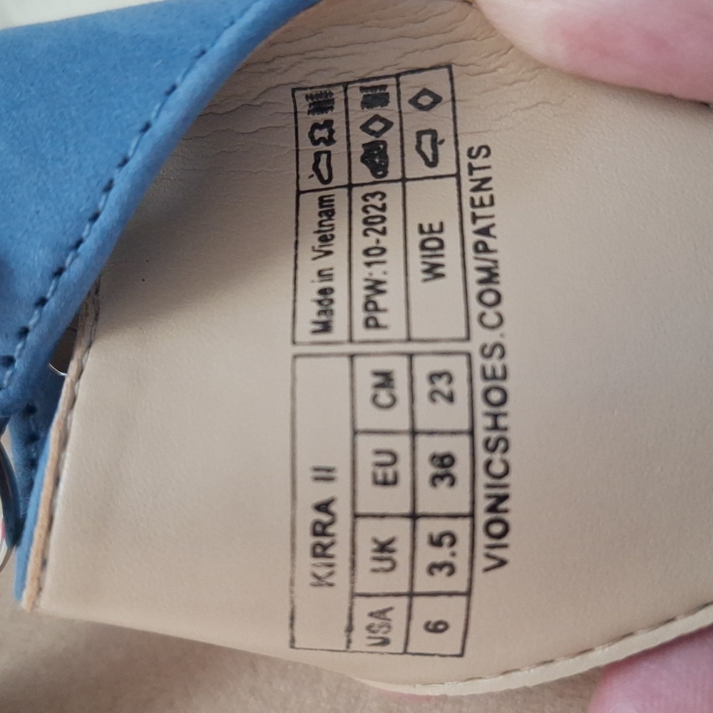 Vionic Kirra ll  Blue Suede Thong Sandals with Comfort and Style - Picture 7 of 8